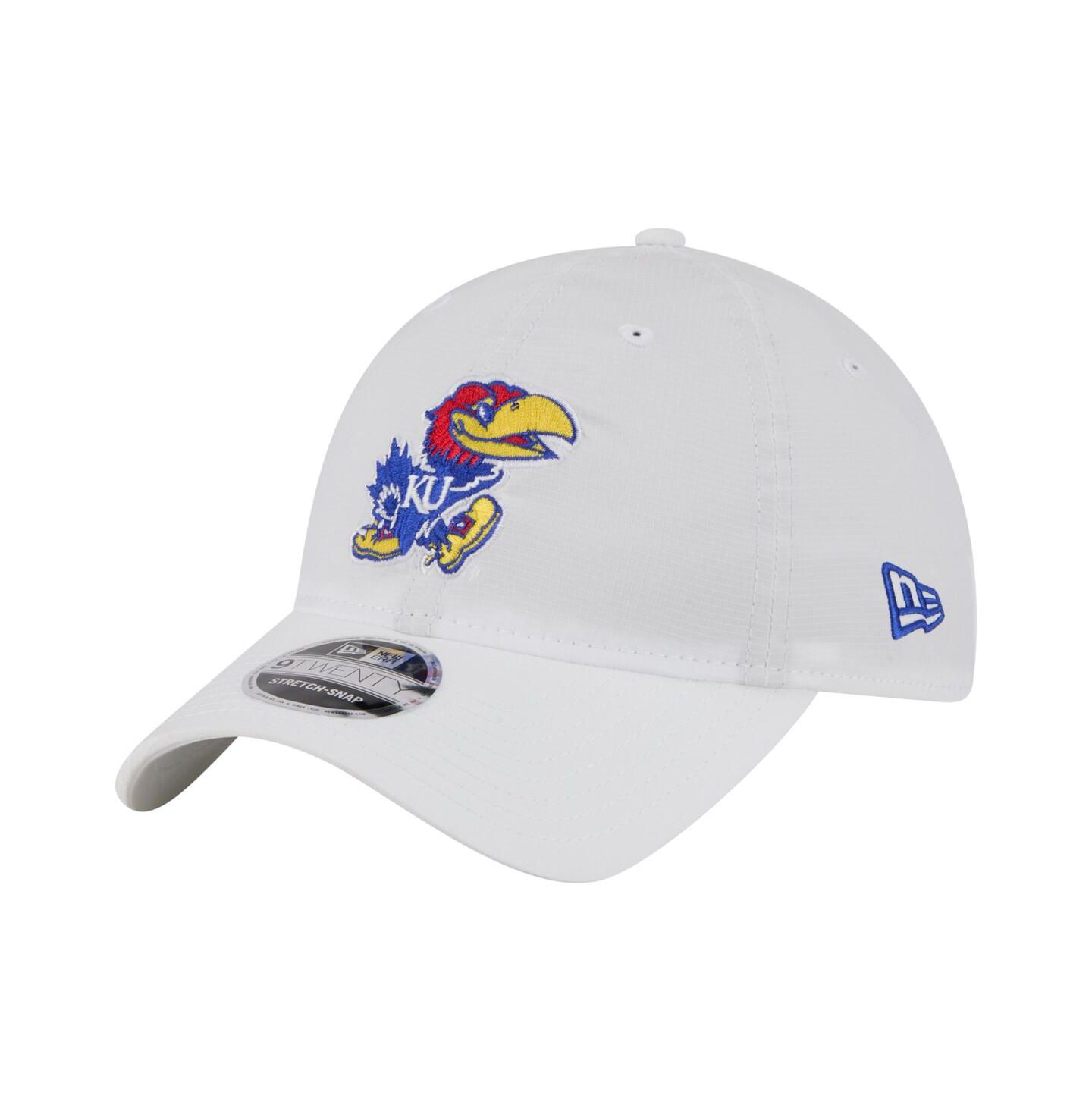Мужская кепка New Era White Kansas Jayhawks Active Ripstop 9TWENTY Adjustable Hat — фото 1