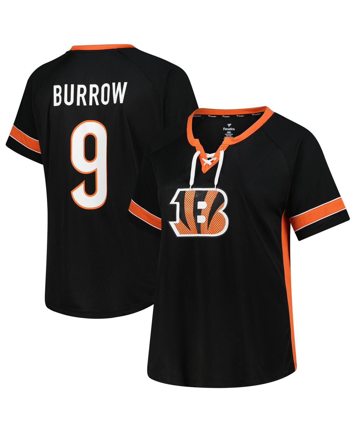 Fanatics Women'sâ Joe Burrow Black Cincinnati Bengals Plus Size Name Number Lace-up T-shirt In Black