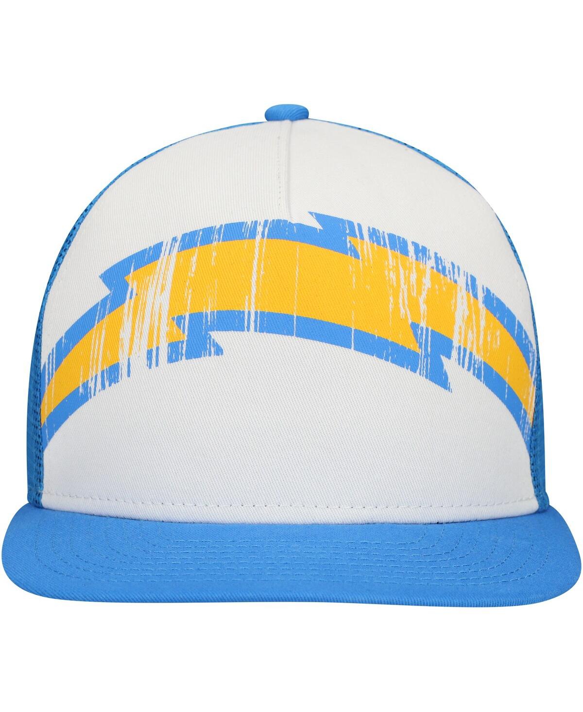 New Era Big Boys And Girls White/powder Blue Los Angeles Chargers Distressed 9fifty A-frame Snapback Hat In Blue