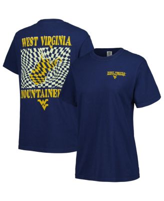 Image One - Women's Navy West Virginia Mountaineers Comfort Colors Checkered Mascot T-Shirt
