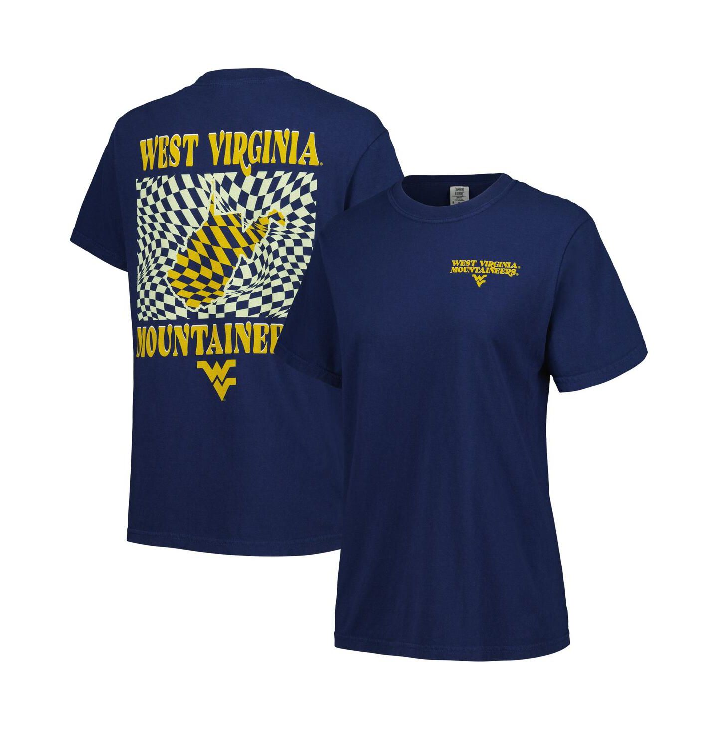 Женская футболка Image One Navy West Virginia Mountaineers Comfort Colors Checkered Mascot — фото 1