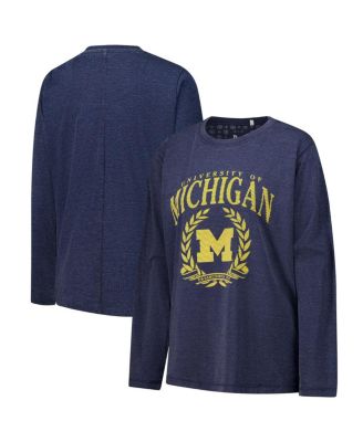 Pressbox - Women's Navy Michigan Wolverines Chandler Olive Leaf Arch Long Sleeve T-Shirt