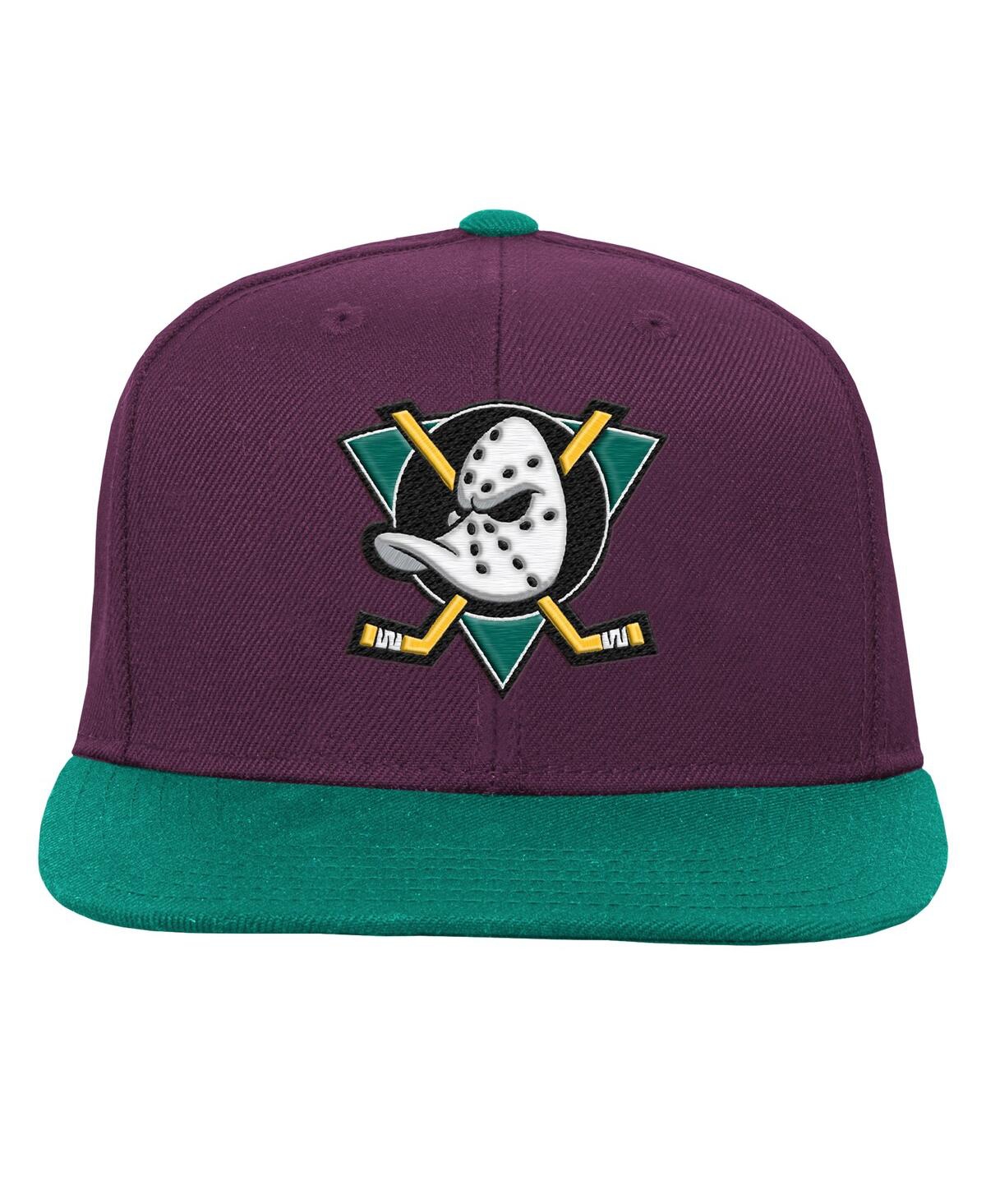 Mitchell & Ness Big Boys And Girls Maroon/green Anaheim Ducks Core Team Two-tone Snapback Hat In Brown