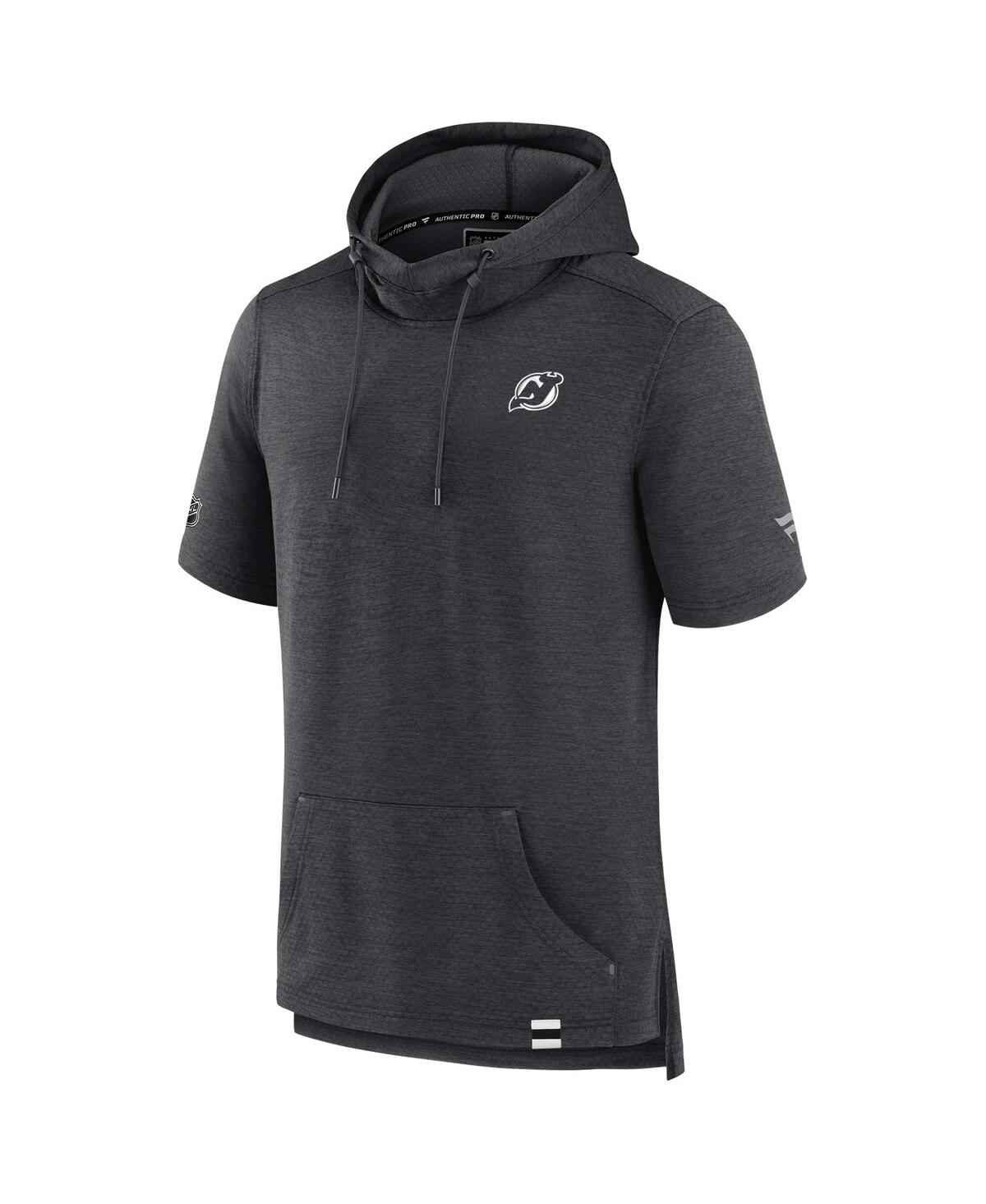 Fanatics Men's Heather Charcoal New Jersey Devils Authentic Pro Pullover Hoodie In Black