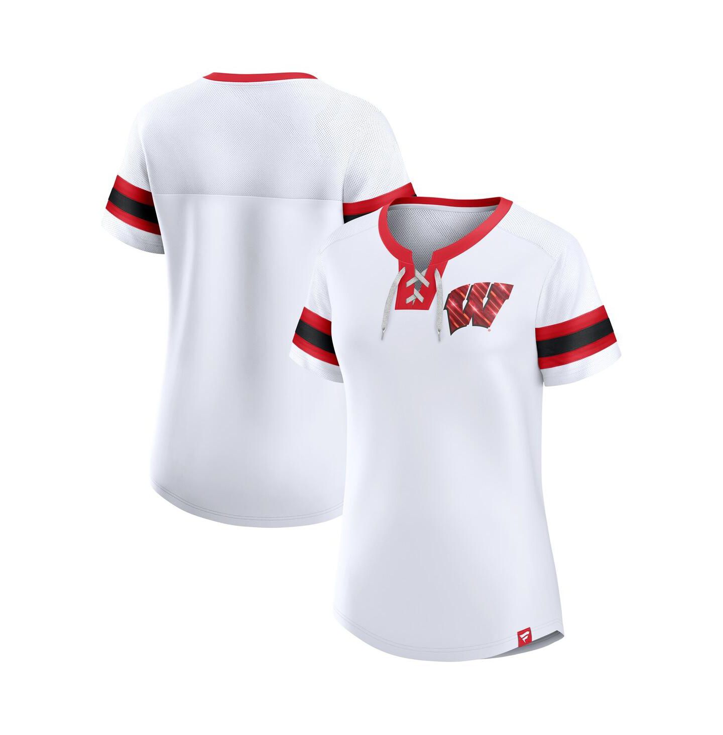 Женская футболка Fanatics White Wisconsin Badgers Iconic Athena — фото 1
