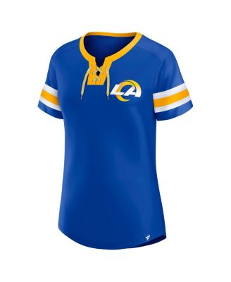 Women's Royal Los Angeles Rams Lace-Up Bling T-Shirt