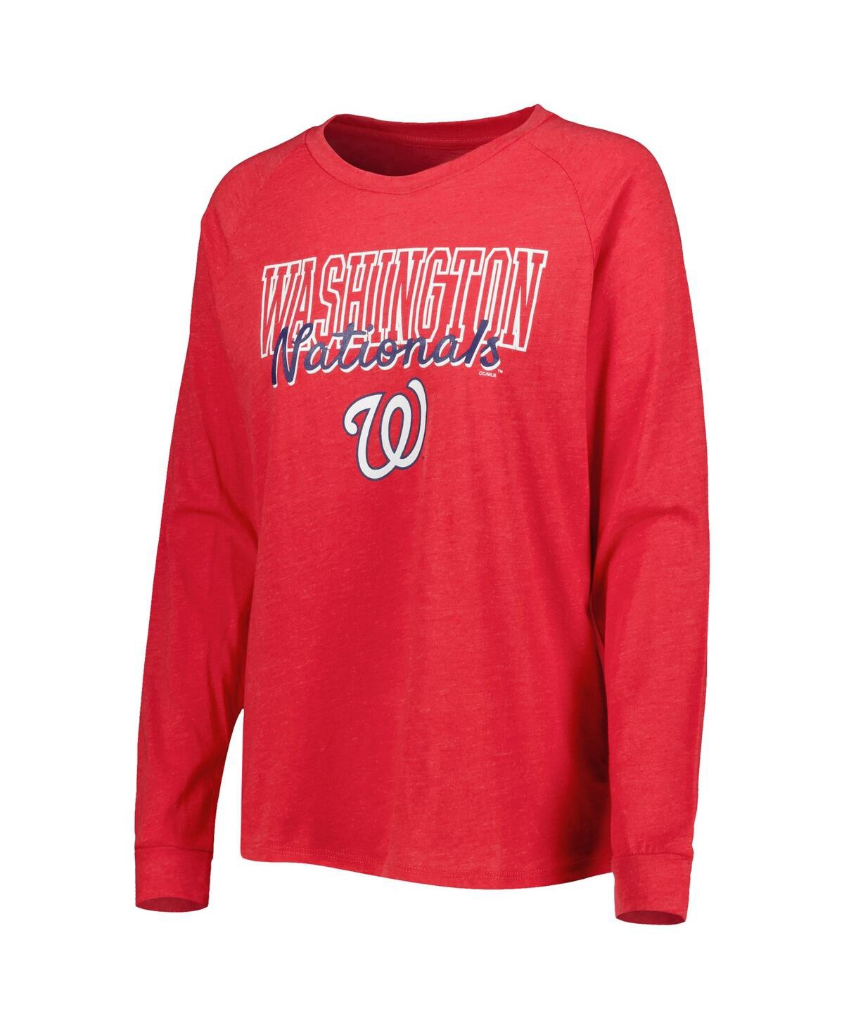 Concepts Sport Women's 2-pack Heather Red Washington Nationals Meter Knit Raglan Long Sleeve Top Shorts And Sleep S In Red