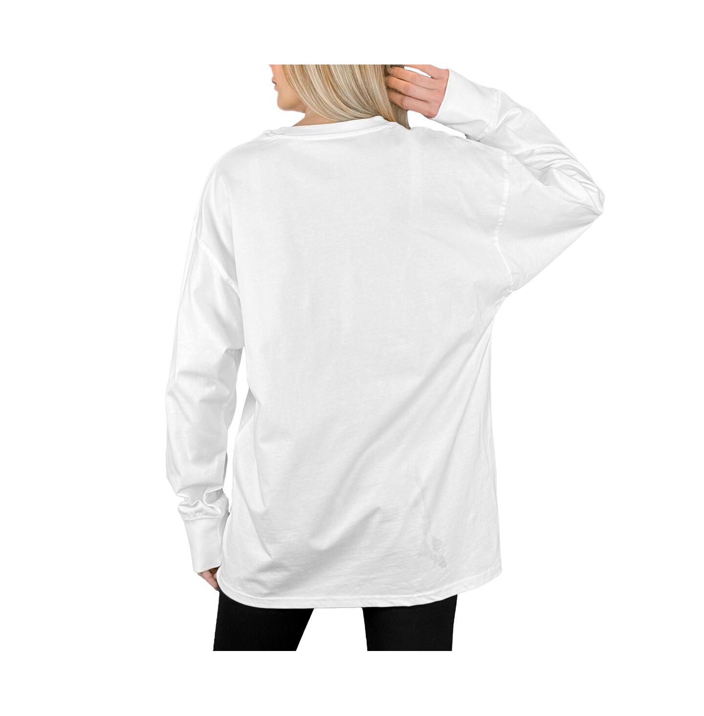 Женская футболка Gameday Couture White Michigan Wolverines Mind Games Oversized Long Sleeve — фото 3