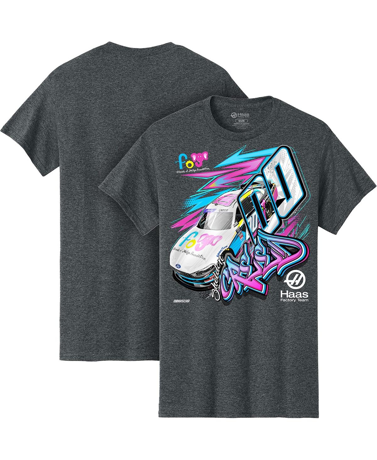 Stewart-haas Racing Team Collection Men's Heather Charcoal Sheldon Creed Friends Of Jaclyn Car T-shirt In Gray