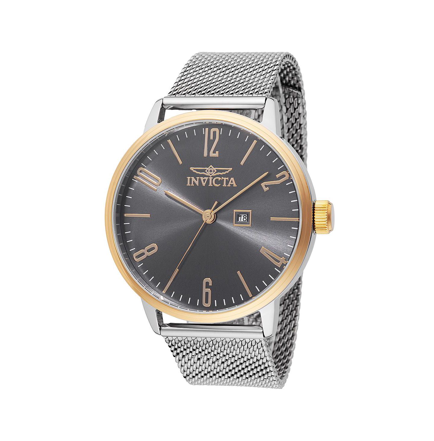 Мужские часы Invicta 48938 Specialty Quartz 3 Hand Charcoal Dial, цвет: Серебряный — фото 1