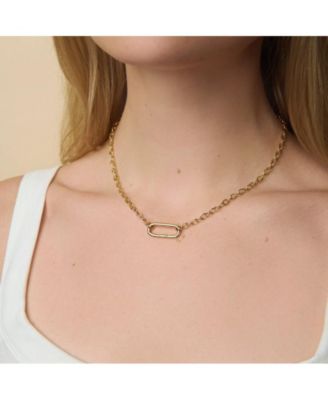 14K Gold Plated Oval Link Connector Necklace