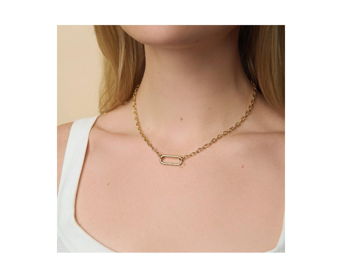 Little Sky Stone 14K Gold Plated Oval Link Connector Necklace