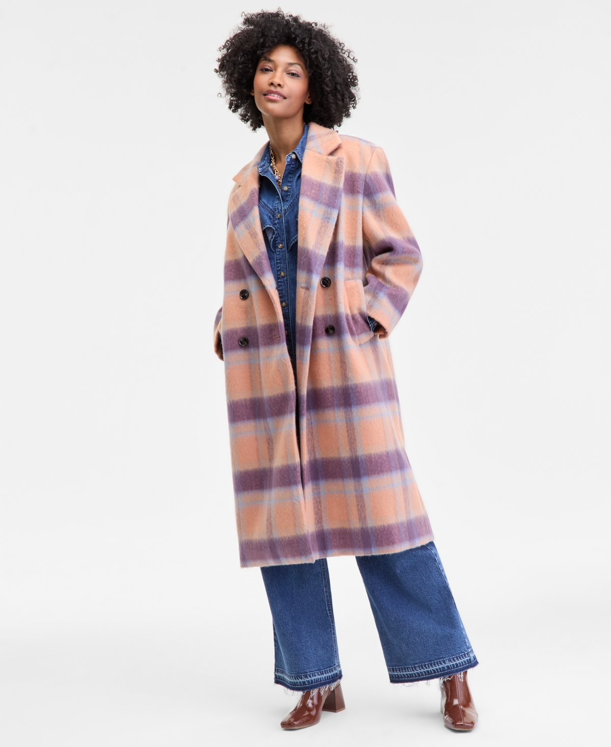 On 34th Women's Denim Ruffle Shirt, Macy's Exclusive In Blue