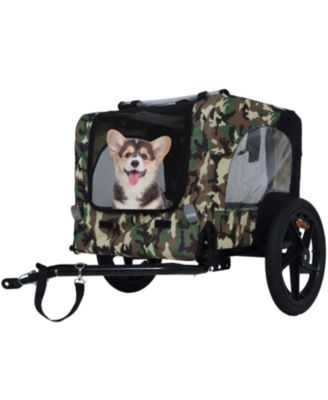 Pet Bike Trailer,Suitable for Small & Medium Pets, Easy Folding Cart Frame, Quick Release Wheel, Camouflage