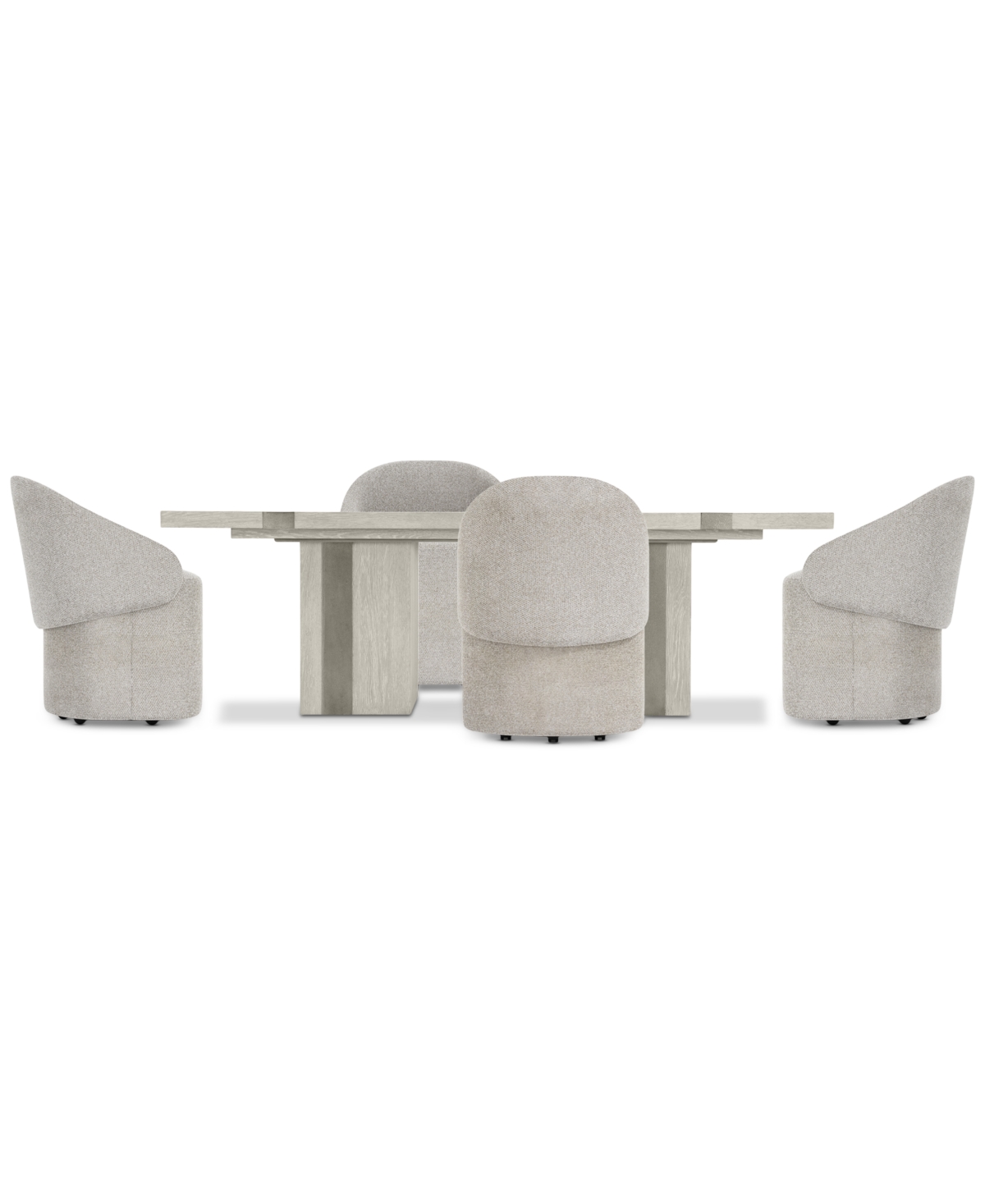 Bernhardt Tempo 5-pc. Set (rectangular Table & 4 Caster Chairs) In Neutral