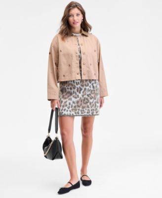 Women's Brushed Animal Print Short-Sleeve Sweater, Macy's Exclusive