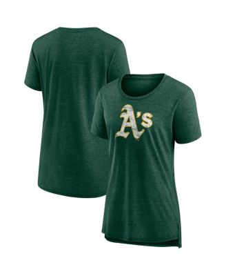 Fanatics Mto Label - Women's Green Athletics Weathered Logo Tri-Blend T-Shirt