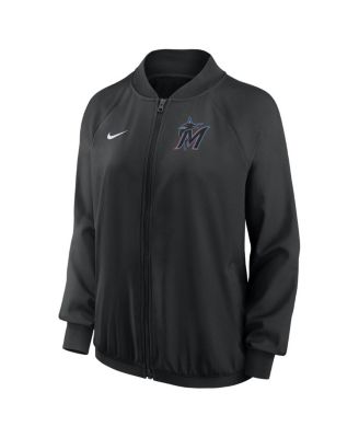 Women's Black Miami Marlins Authentic Collection Team Raglan Performance Full-Zip Jacket