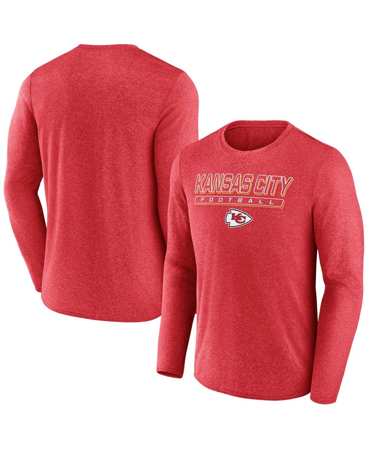 Fanatics Men's Heather Red Kansas City Chiefs Fundamentals Long Sleeve T-shirt In Pink