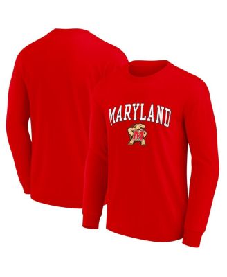 Fanatics Unlabeled - Unlabeled Men's Red Maryland Terrapins Team Logo Long Sleeve T-Shirt