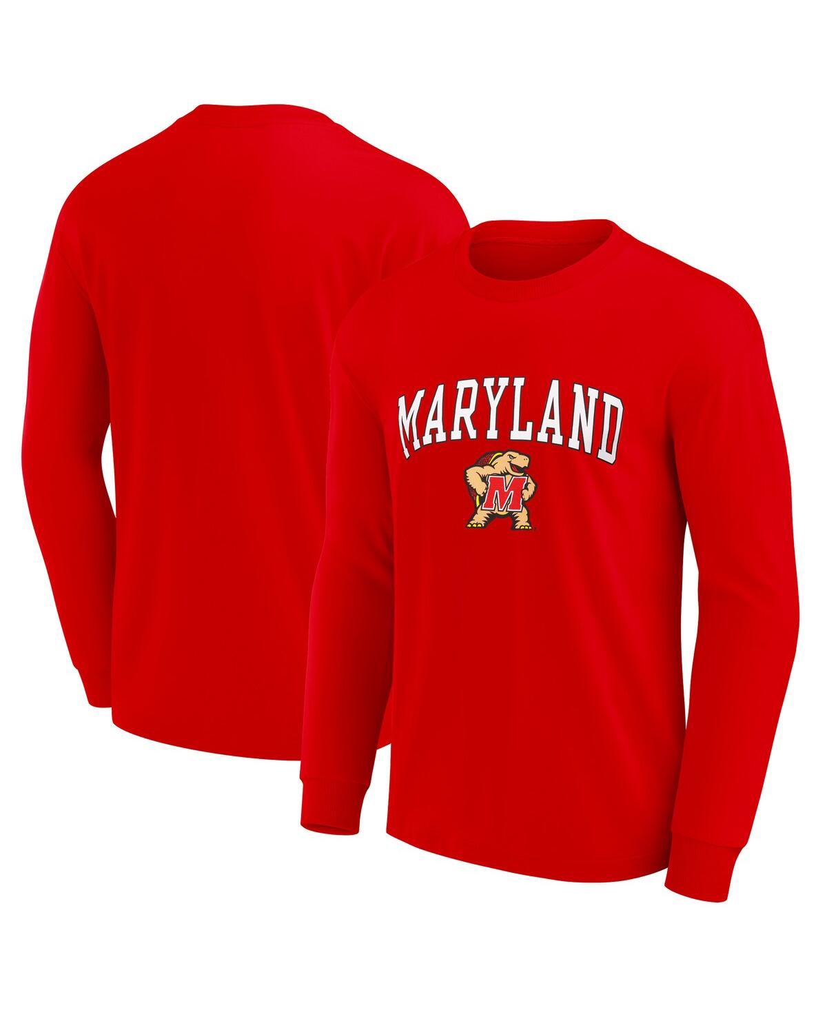 Fanatics Unlabeled Men's Red Maryland Terrapins Team Logo Long Sleeve T-shirt In Red