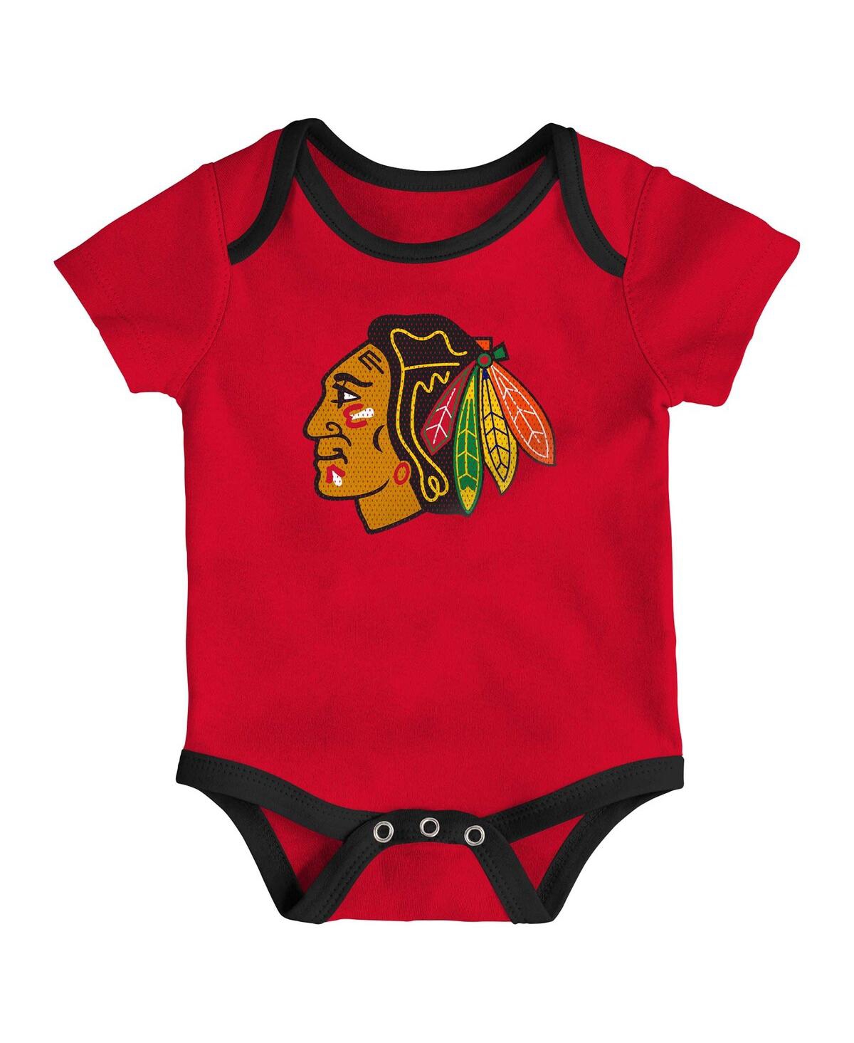 Outerstuff Baby Boys And Girls 3-piece Chicago Blackhawks Legend Bodysuit Set In Multi