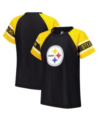 Starter - Women's Black Pittsburgh Steelers 1st Rounder Color Block Raglan Top