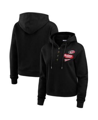 WEAR by Erin Andrews - Women's Black Carolina Hurricanes Waffle-Knit Pullover Hoodie