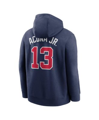 Men's Ronald Acu&ntilde;a Jr. Navy Atlanta Braves Player Name Number Club Fleece Pullover Hoodie