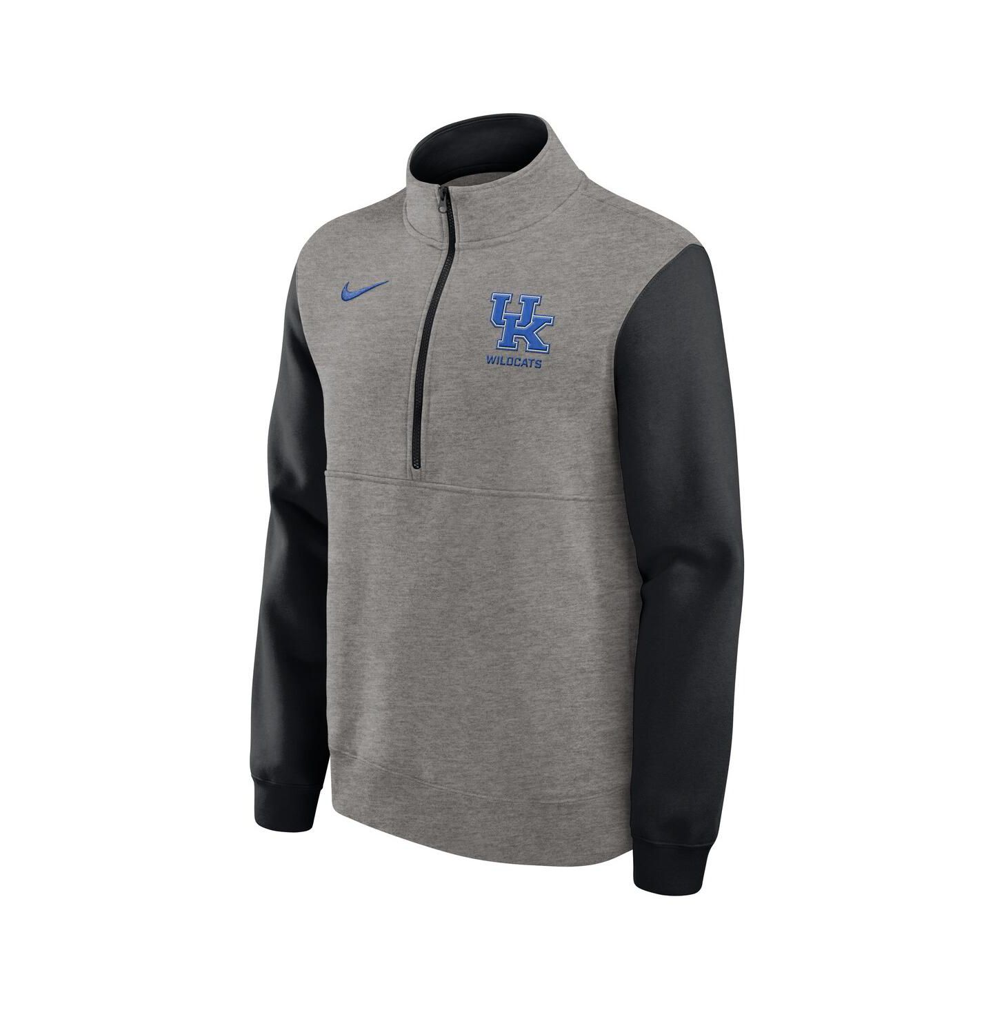 Мужская толстовка Nike Heather Gray/Black Kentucky Wildcats Club Fleece Half-Zip Pullover — фото 2