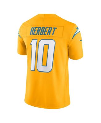 Men's Justin Herbert Gold Los Angeles Chargers Alternate Charger Power Vapor F.U.S.E. Limited Jersey