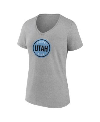 Women's Heather Gray Utah Hockey Club Draft Logo V-Neck T-Shirt