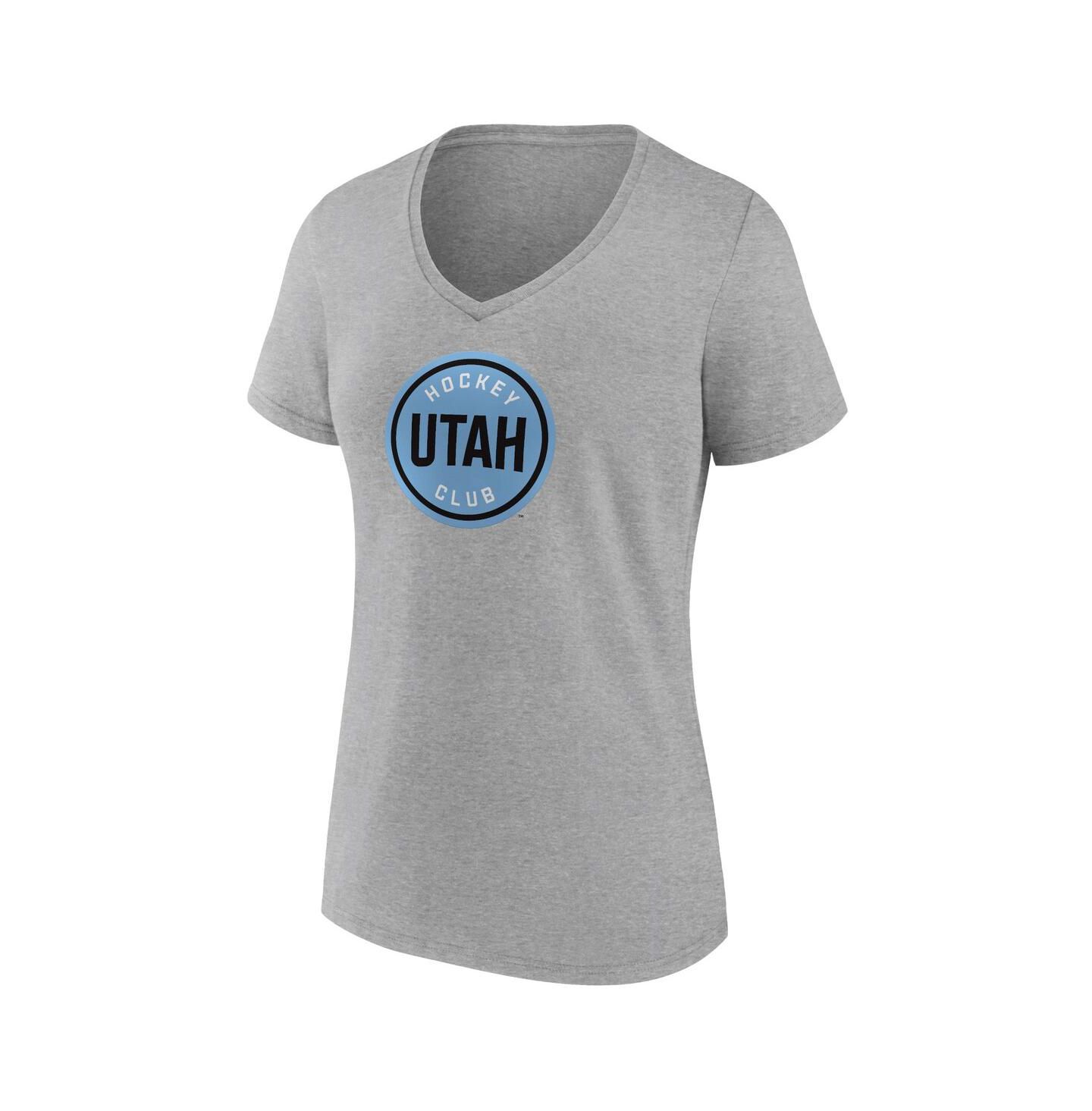 Женская футболка Fanatics Heather Gray Utah Hockey Club Draft Logo V-Neck — фото 2