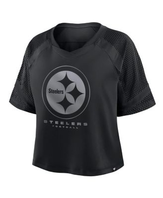 Women's Pittsburgh Steelers Oversized Raglan V-Neck Blackout Fashion Jersey