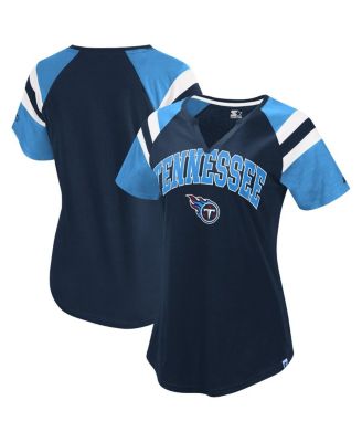 Starter - Women's Navy Tennessee Titans Game On Notch Neck Raglan T-Shirt