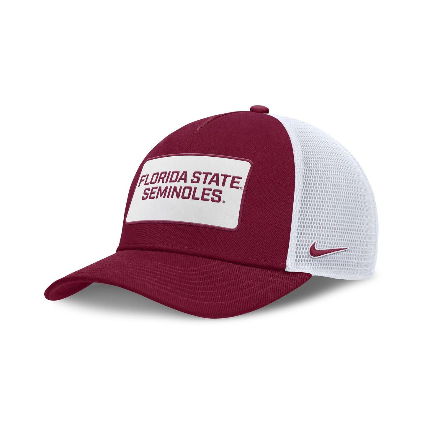 Мужская кепка Nike Garnet/White Florida State Seminoles 2025 On-Field Rise Patch Trucker Adjustable Hat — фото 1