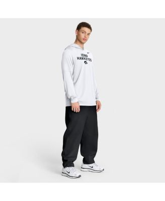 Men's White Iowa Hawkeyes 2025 Sideline Performance Long Sleeve Hoodie T-Shirt