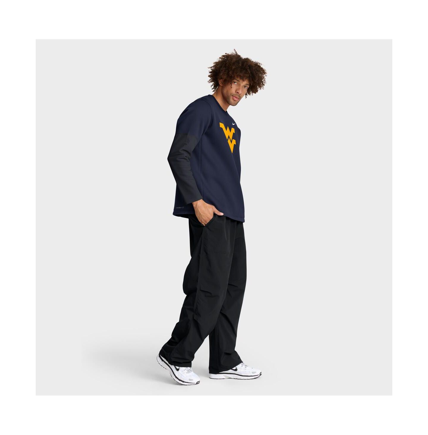 Мужская футболка Nike Navy West Virginia Mountaineers 2025 Sideline Coach Performance Long Sleeve — фото 3