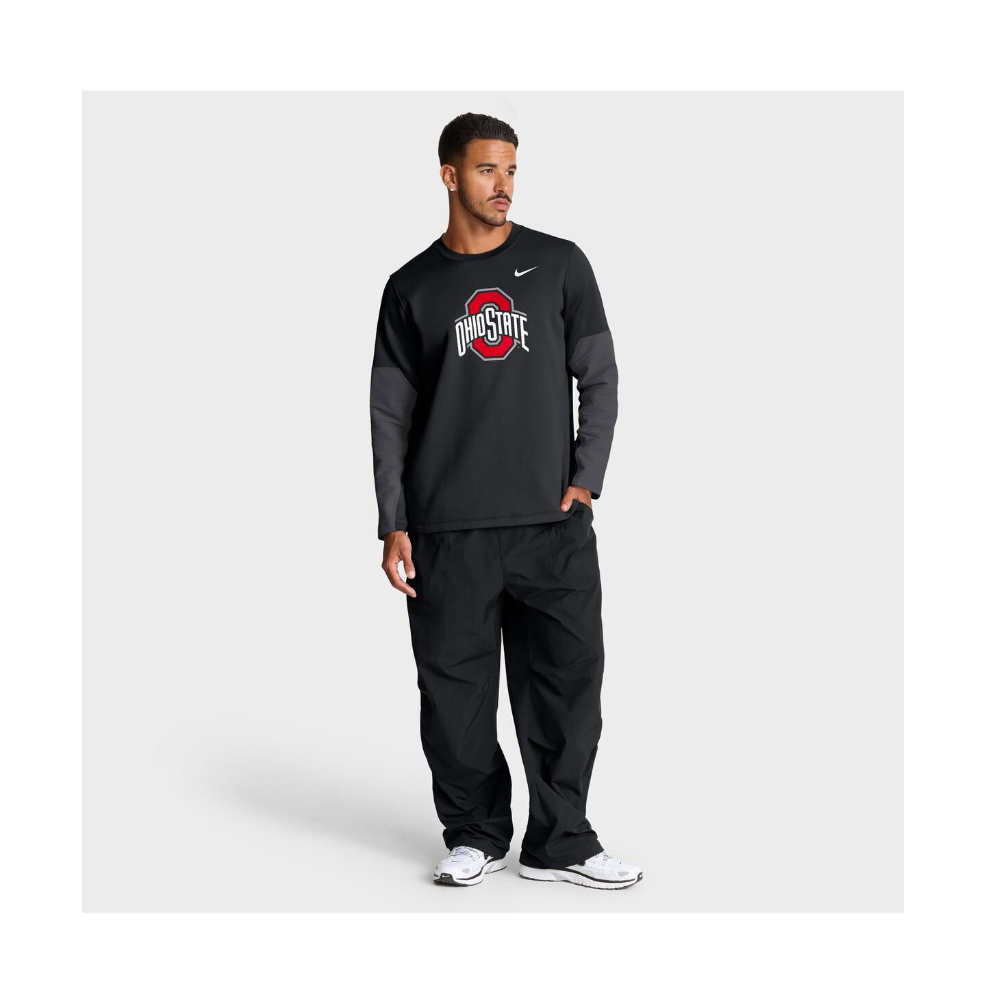 Мужская футболка Nike Black Ohio State Buckeyes 2025 Sideline Coach Performance Long Sleeve — фото 3