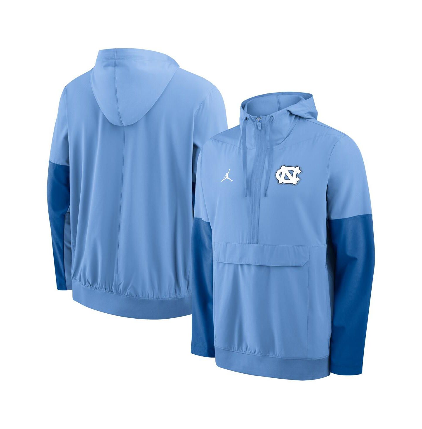 Мужские куртки Nike Light Blue North Carolina Tar Heels Anorak Half-Zip Hoodie Jacket — фото 1