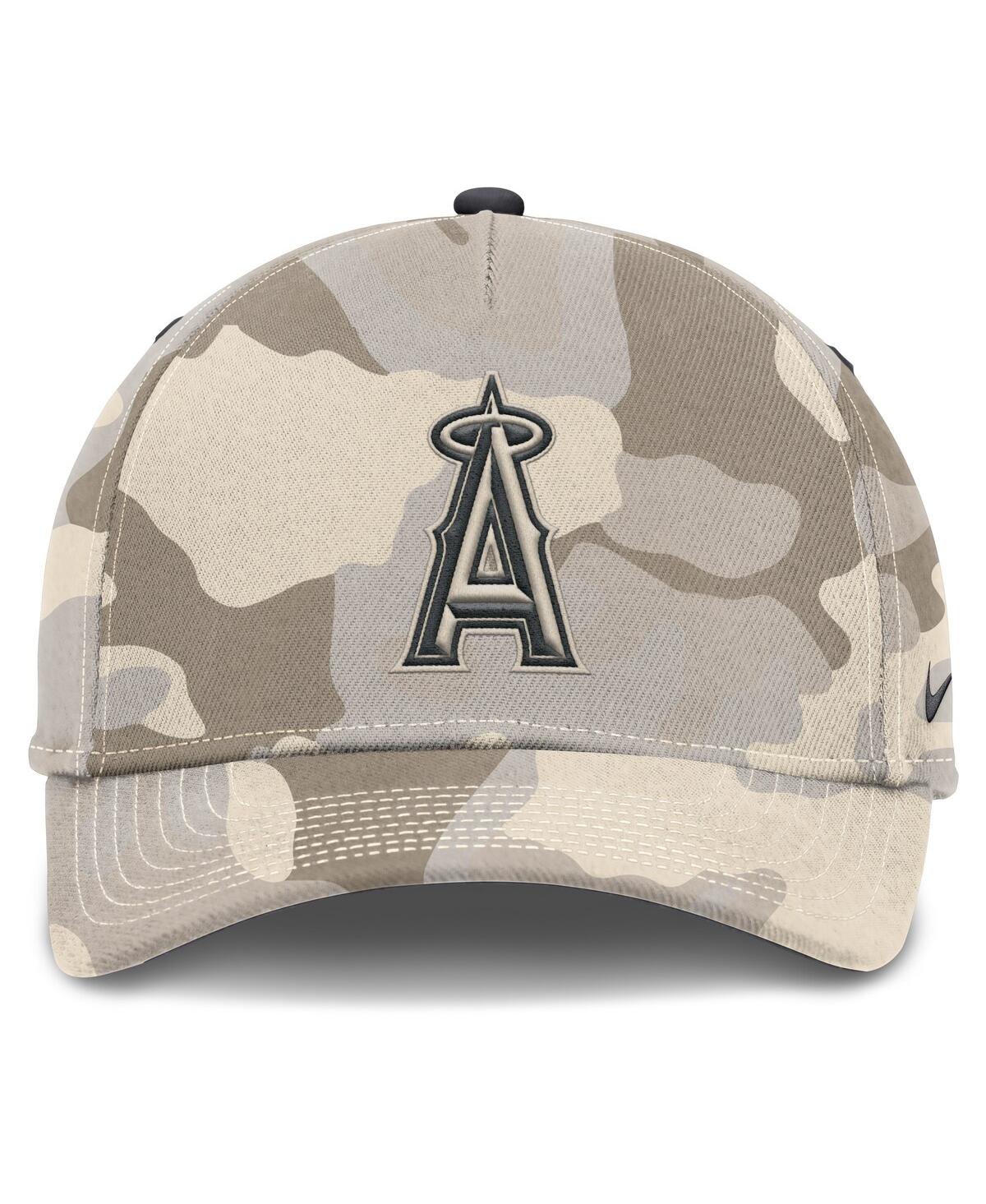 Nike Men's Natural Los Angeles Angels Camo Pack Rise Adjustable Hat In Brown