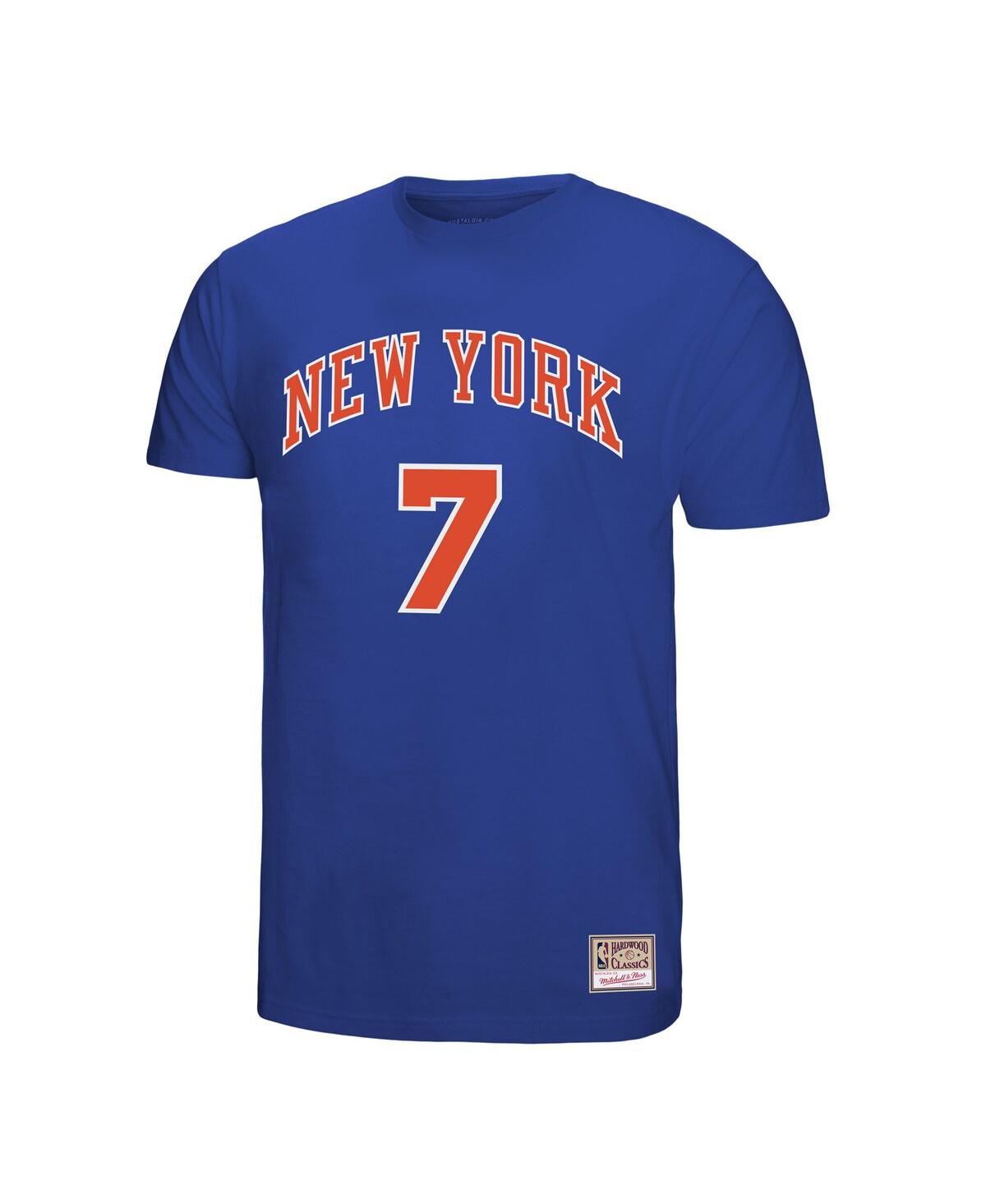 Mitchell & Ness Carmelo Anthony Royal New York Knicks Hardwood Classics Retro Name & Number T-shirt In Blue