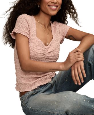 Women's Textured Sweetheart Neck Babydoll Top