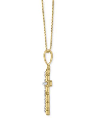 Men's Diamond Openwork Cross 22" Pendant Necklace (1/2 ct. t.w.) in 14k Gold-Plated Sterling Silver