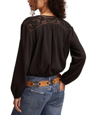 Women's Long Sleeve Pintuck Bubble Top