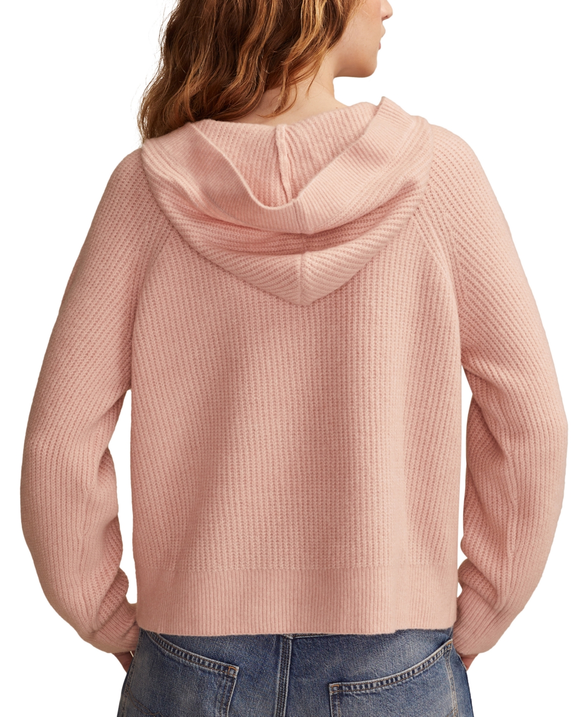 Lucky Brand Cloud Soft V-neck Sweater Hoodie In Pink