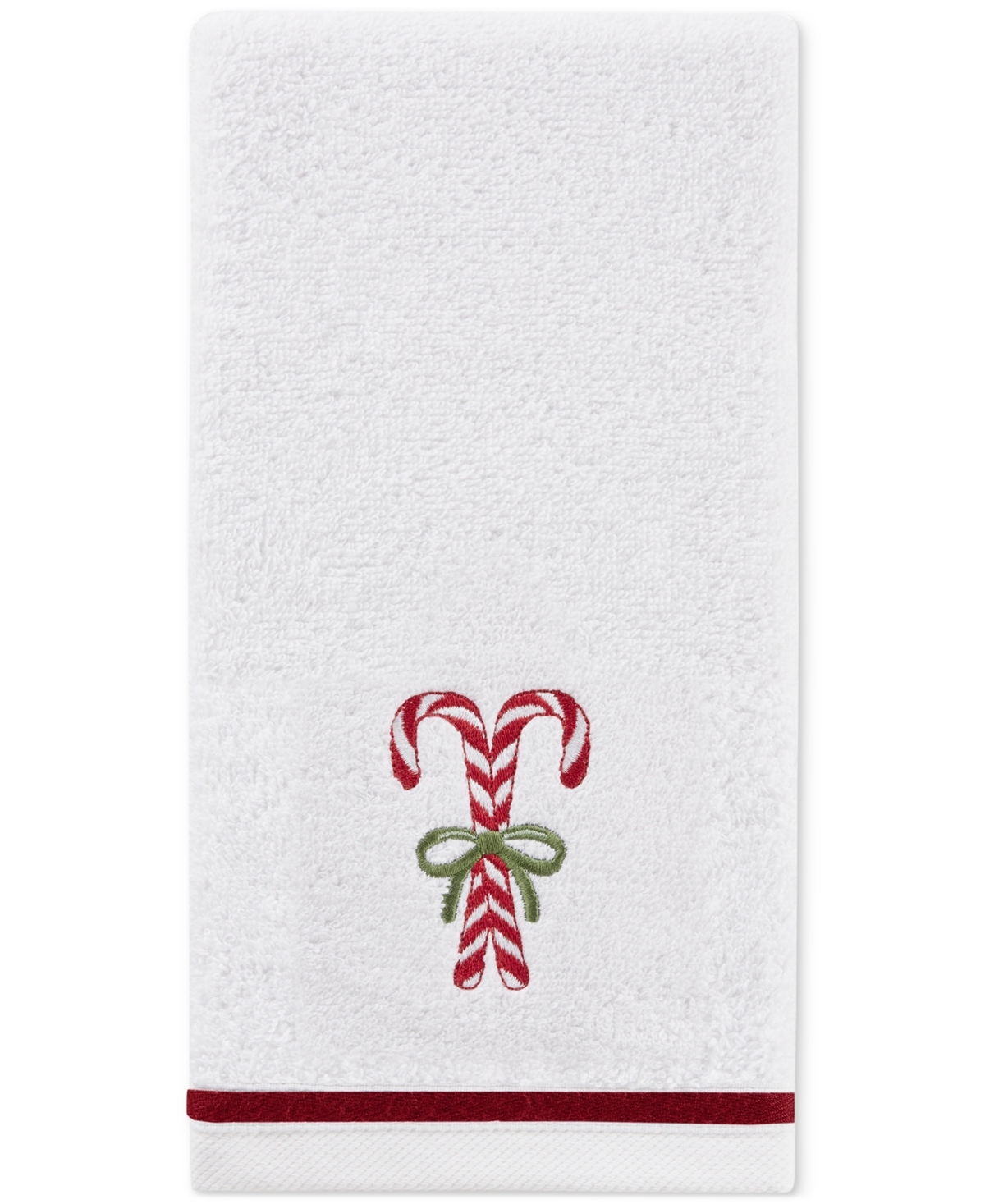 Decor Studio Holiday Candy Canes Turkish Cotton 2-pc. Hand Towel Set, 16" X 28" In White