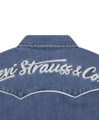 Big Boys Logo Western Denim Twill Long Sleeve Shirt