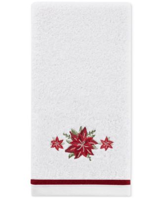 Holiday Poinsettias Turkish Cotton 2-Pc. Hand Towel Set, 16" x 28"