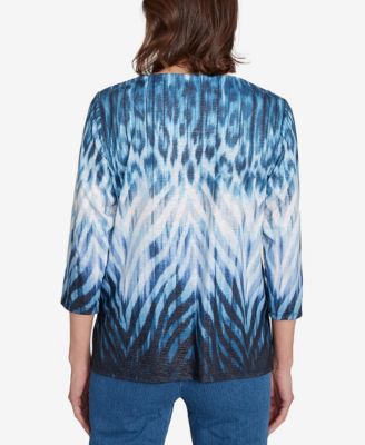 Women's Classic Ombre Animal Skin Three Quarter Sleeve Top